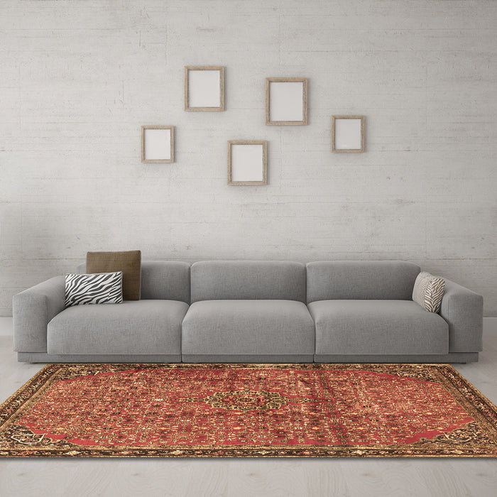 Machine Washable Persian Brown Traditional Rug in a Living Room,, wshtr4067brn