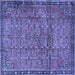 Square Machine Washable Persian Blue Traditional Rug, wshtr4067blu