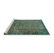 Sideview of Machine Washable Persian Turquoise Traditional Area Rugs, wshtr4067turq