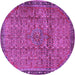 Round Machine Washable Persian Purple Traditional Area Rugs, wshtr4067pur