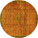 Round Persian Yellow Traditional Rug, tr4067yw