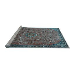 Sideview of Machine Washable Persian Light Blue Traditional Rug, wshtr4067lblu