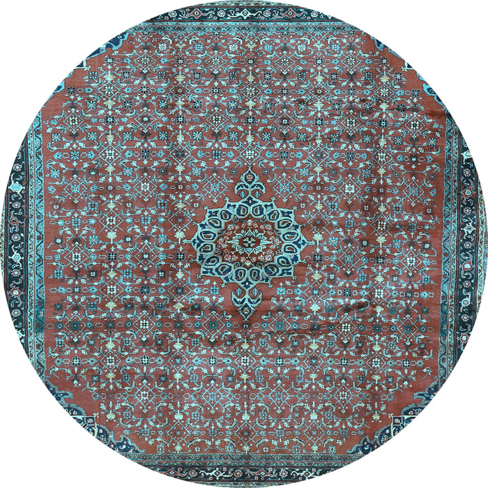 Round Machine Washable Persian Light Blue Traditional Rug, wshtr4067lblu