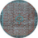 Round Machine Washable Persian Light Blue Traditional Rug, wshtr4067lblu