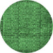 Round Persian Emerald Green Traditional Rug, tr4067emgrn