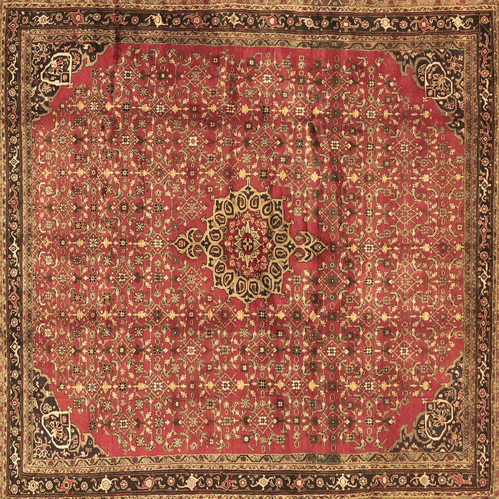 Square Machine Washable Persian Brown Traditional Rug, wshtr4067brn