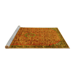 Sideview of Machine Washable Persian Yellow Traditional Rug, wshtr4067yw