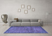 Machine Washable Persian Blue Traditional Rug in a Living Room, wshtr4067blu