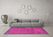 Machine Washable Persian Pink Traditional Rug in a Living Room, wshtr4067pnk