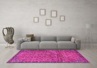 Machine Washable Persian Pink Traditional Rug, wshtr4067pnk