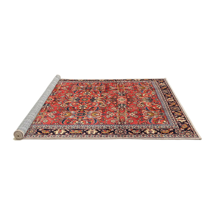 Sideview of Machine Washable Traditional Light Copper Gold Rug, wshtr4068