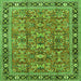 Round Machine Washable Persian Green Traditional Area Rugs, wshtr4068grn