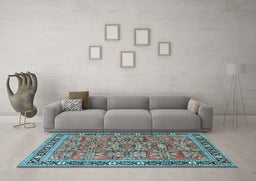 Machine Washable Persian Light Blue Traditional Rug in a Living Room, wshtr4068lblu