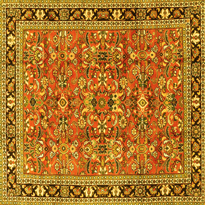 Square Machine Washable Persian Yellow Traditional Rug, wshtr4068yw
