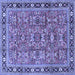 Square Machine Washable Persian Blue Traditional Rug, wshtr4068blu