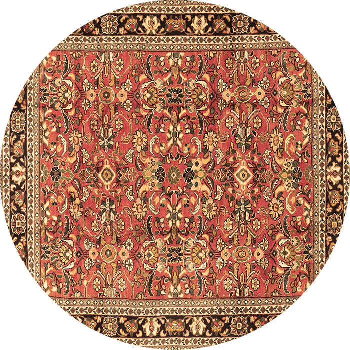 Round Machine Washable Persian Brown Traditional Rug, wshtr4068brn