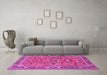 Machine Washable Persian Pink Traditional Rug in a Living Room, wshtr4068pnk