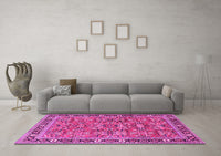 Machine Washable Persian Pink Traditional Rug, wshtr4068pnk