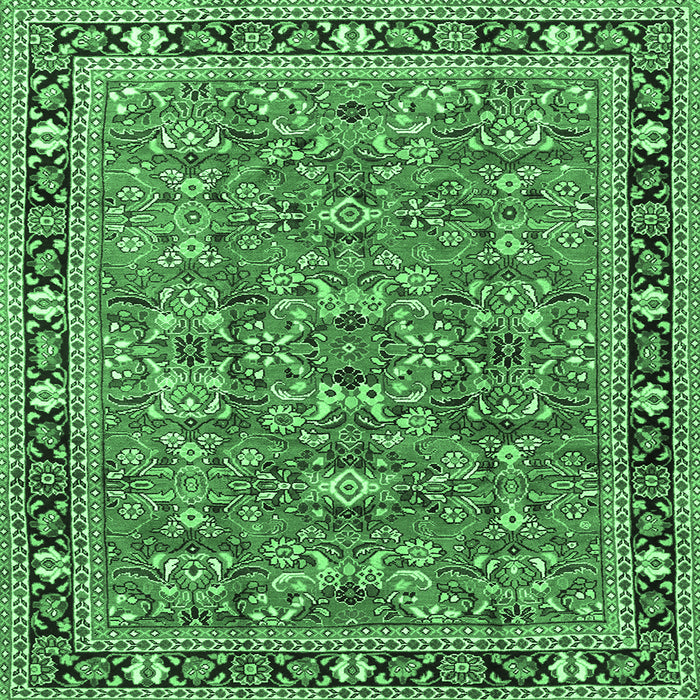 Square Persian Emerald Green Traditional Rug, tr4068emgrn