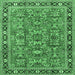 Square Persian Emerald Green Traditional Rug, tr4068emgrn