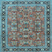 Square Machine Washable Persian Light Blue Traditional Rug, wshtr4068lblu