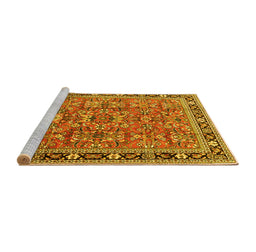 Sideview of Machine Washable Persian Yellow Traditional Rug, wshtr4068yw