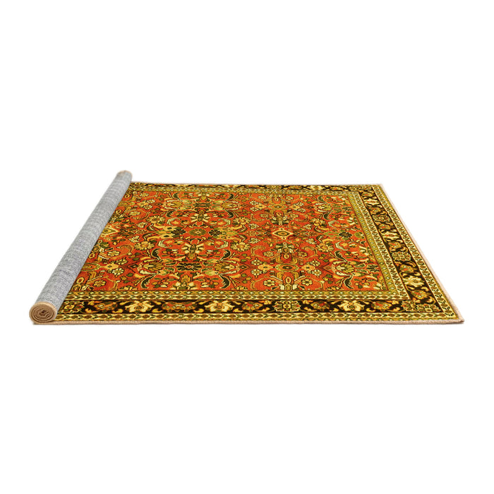 Sideview of Machine Washable Persian Yellow Traditional Rug, wshtr4068yw