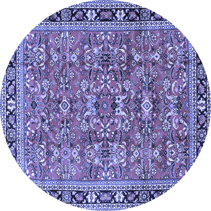 Round Machine Washable Persian Blue Traditional Rug, wshtr4068blu