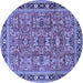 Round Machine Washable Persian Blue Traditional Rug, wshtr4068blu