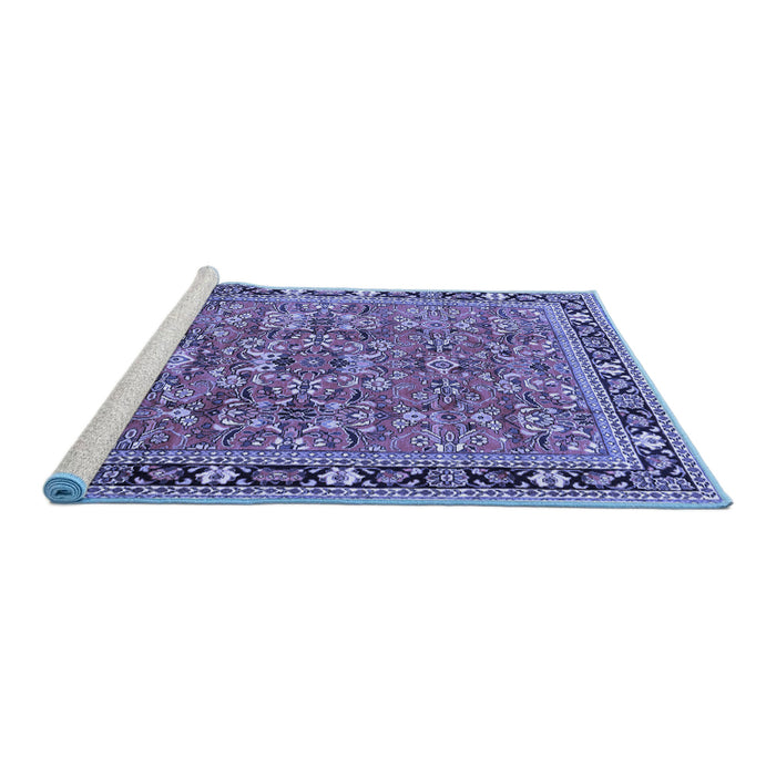 Sideview of Machine Washable Persian Blue Traditional Rug, wshtr4068blu