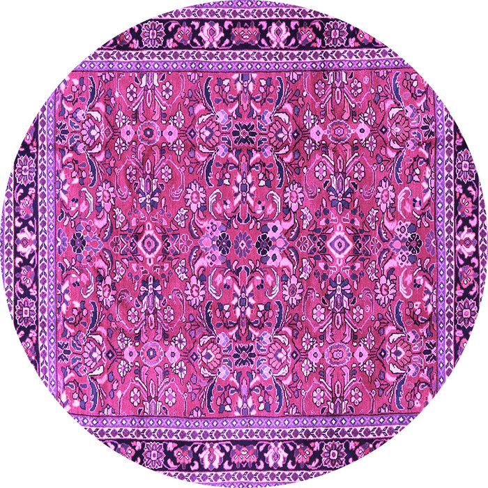 Round Machine Washable Persian Purple Traditional Area Rugs, wshtr4068pur