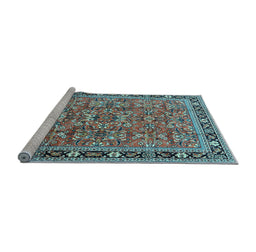 Sideview of Machine Washable Persian Light Blue Traditional Rug, wshtr4068lblu