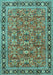 Machine Washable Persian Turquoise Traditional Area Rugs, wshtr4068turq