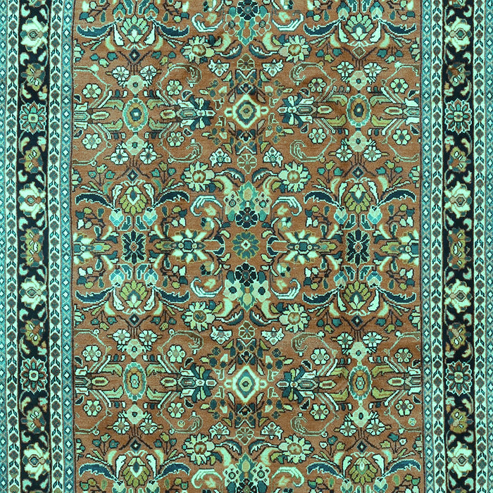 Machine Washable Persian Turquoise Traditional Area Rugs, wshtr4068turq