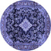 Round Machine Washable Persian Blue Traditional Rug, wshtr4069blu