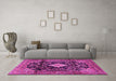 Machine Washable Persian Pink Traditional Rug in a Living Room, wshtr4069pnk