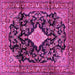 Square Machine Washable Persian Pink Traditional Rug, wshtr4069pnk