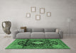 Machine Washable Persian Emerald Green Traditional Area Rugs in a Living Room,, wshtr4069emgrn