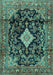 Machine Washable Persian Turquoise Traditional Area Rugs, wshtr4069turq