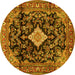 Round Persian Yellow Traditional Rug, tr4069yw