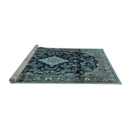 Sideview of Machine Washable Persian Light Blue Traditional Rug, wshtr4069lblu