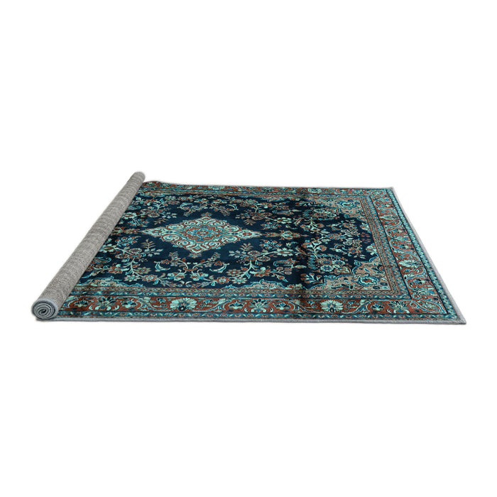 Sideview of Machine Washable Persian Light Blue Traditional Rug, wshtr4069lblu