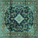 Square Machine Washable Persian Turquoise Traditional Area Rugs, wshtr4069turq