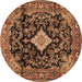 Round Machine Washable Persian Brown Traditional Rug, wshtr4069brn