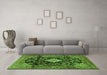 Machine Washable Persian Green Traditional Area Rugs in a Living Room,, wshtr4069grn