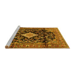 Sideview of Machine Washable Persian Yellow Traditional Rug, wshtr4069yw