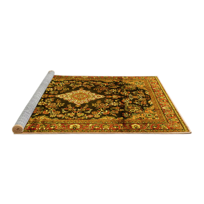 Sideview of Machine Washable Persian Yellow Traditional Rug, wshtr4069yw