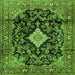 Round Machine Washable Persian Green Traditional Area Rugs, wshtr4069grn