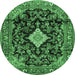 Round Persian Emerald Green Traditional Rug, tr4069emgrn