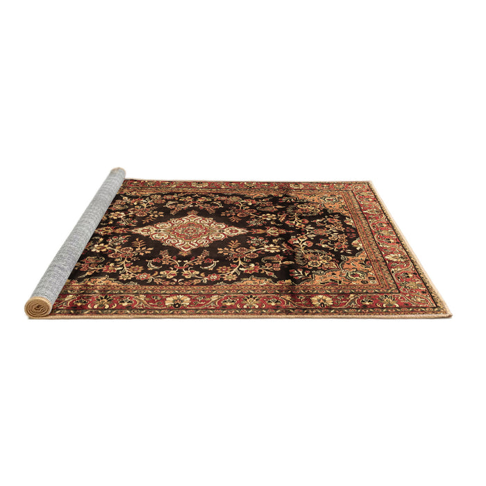 Sideview of Machine Washable Persian Brown Traditional Rug, wshtr4069brn